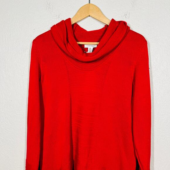 NEW! Calvin Klein Mock Neck Sweater Oversize Legging Red Long Sleeve - M - Picture 2 of 5